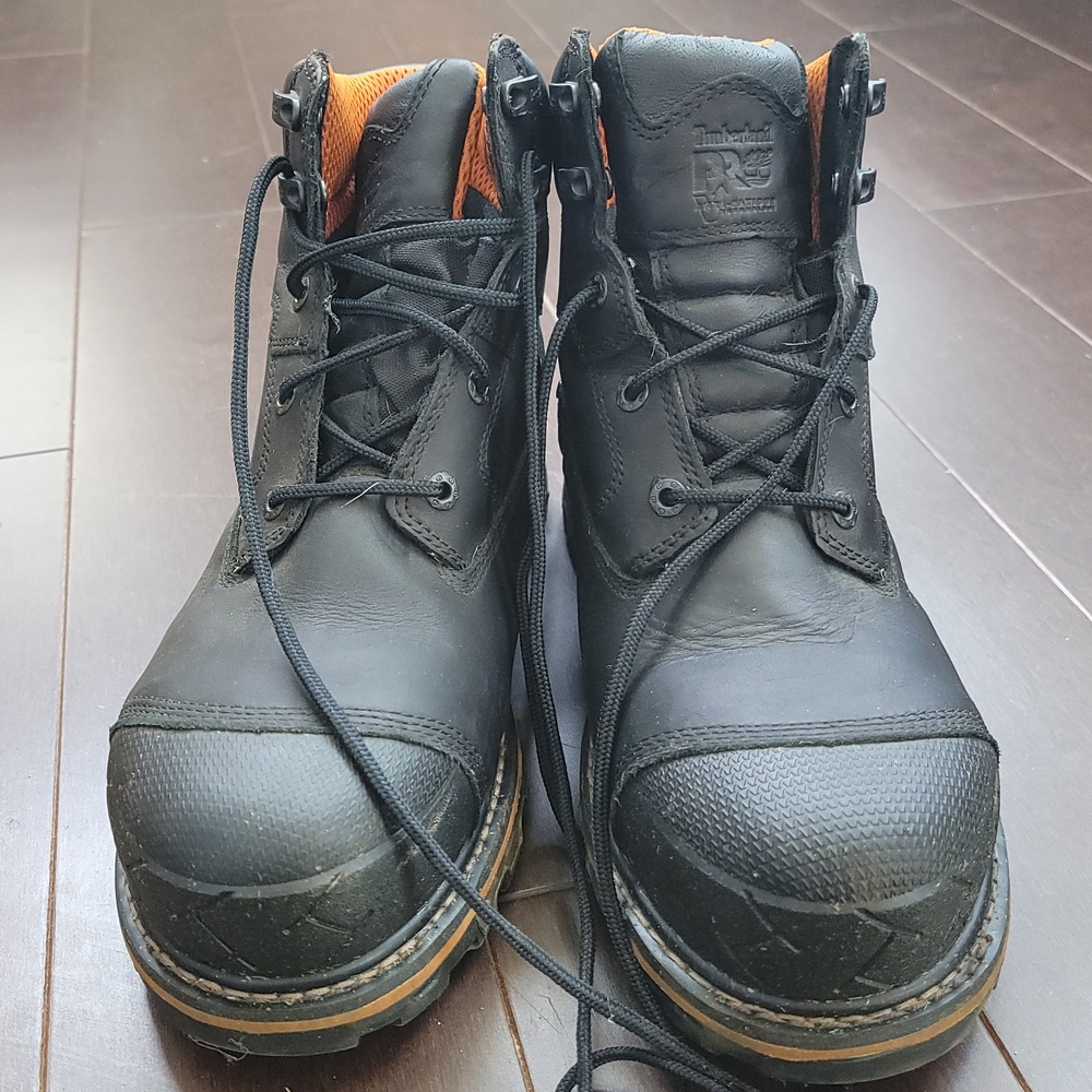Timberland PRO Black and Orange Leather Boots